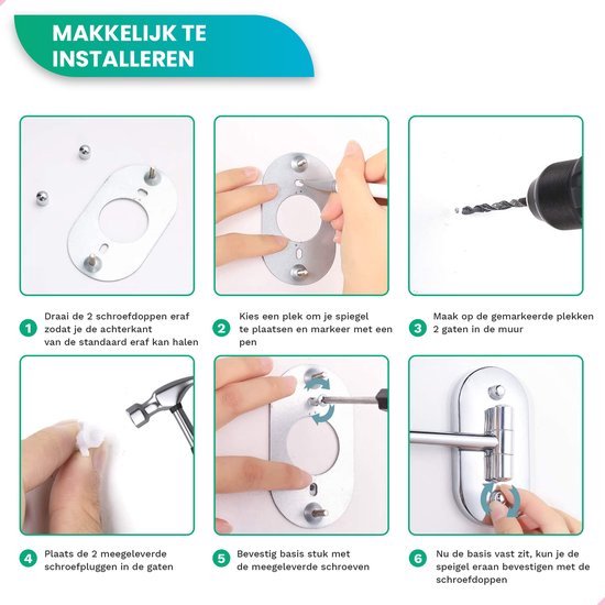 Mirlux Make-up-Spiegel - Mit LED-Beleuchtung - 5fache Vergrößerung - Rasierspiegel