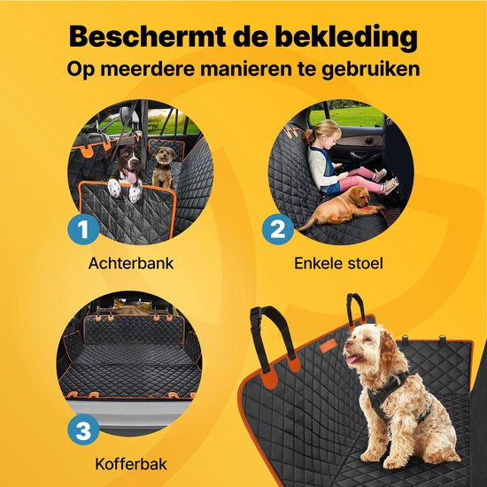 Jake und Jacky Hundedecke Auto Rücksitz und Kofferraum - Autoteppich Hund - Hundedecke - Schutzhülle Auto - inkl. Hundeleine, Hängeleinen & Aufbewahrungstasche