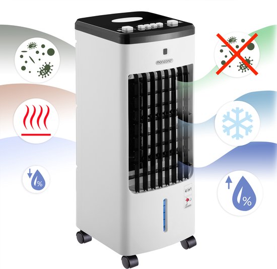 Monzana Mobile Air Conditioning Fan - 4 Funktionen 3.5L - Weiß Schwarz