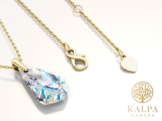 Yolora Damenhalskette mit Kalpa Camaka Kristallanhänger - Farbe Gold - 18K Gelbgold vergoldet - Damenhalskette Gold - Schmuck - Halskette - Luxuriöse Geschenkbox - Geschenkbox - Exklusive Geschenkbox - Schöne Geschenkverpackung