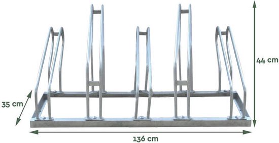BRASQ Fahrradträger für 5 Fahrräder - Fahrradständer - Fahrradträger - Fahrradträger für Boden Inklusive Befestigungsmaterial - Silber