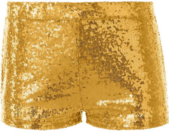 Dressforfun Faschingskostüm Pailletten Shorts Gold – Damen – Größe L