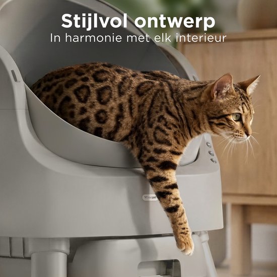 TrevoPet® Automatisches Katzenklo - Selbstreinigend & Sicher - Für Katzen bis zu 12KG - Inkl. Matte, 60 Abfallbeutel & Zubehör - 10L Abfallbehälter - Grau