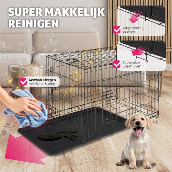 tectake® Hundekäfig - Hundezaunbox - Hundezwinger - Faltbare Hundebox - Stabile Transportbox für Hunde und Welpen - Für Kofferraum, Auto, Camping und Zuhause - 121,5 x 75,5 x 80,5 cm