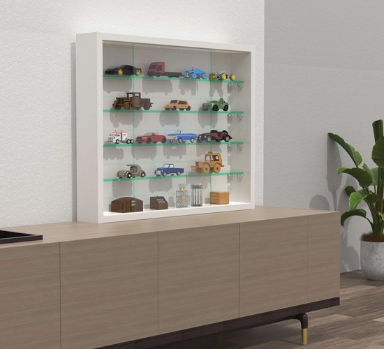 Vitrine stehend Hängevitrine - Glasböden 50 cm breit x 4,5 tief - Schiebetüren