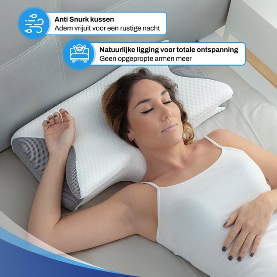 Sleeptight Schmetterlingskissen - Orthopädisches Kissen gegen Nackenschmerzen - Ergonomisches Anti-Schnarch-Kissen - Gedächtnisschaum Apnoe-Kissen - 65x35x13cm