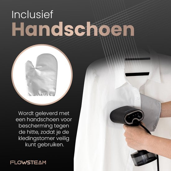 FLOWSTEAM® Luxury Clothes Dryer - Handbedampfer - Wäschedampfer - Mattschwarze Ausführung - Inklusive Aufbewahrungsbeutel