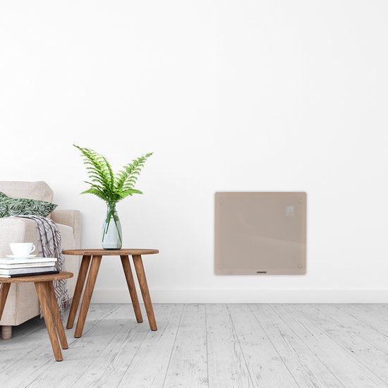 VONROC Luxury electric heater - Konvektorheizung mit Glasscheibe - 500W/1000W - Beheizt Räume bis zu 12m2 - Gesteuert sowohl mit App (über Wifi) als auch manuell - Einstellbarer Thermostat und Timer - Beige