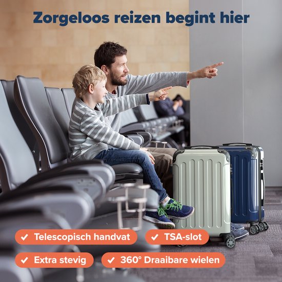 TRVLMORE Handgepäck Koffer - 45L - TSA Zahlenschloss - Leichtgewicht - erweiterbar - Trolley - 54x36x22cm - Champagner