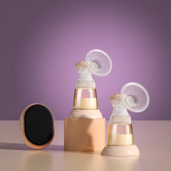 Fuegobird Elektrische Milchpumpe - Elektrische Milchpumpe mit doppeltem Kopf - 100% BPA freie Milchpumpe - Wiederaufladbare Batterie - 2x180ml Babyflaschen - Pink