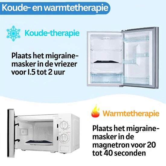 Migräne-Mütze - Anti-Migräne-Maske - Kopfschmerz-Maske - 600 Gramm Heiß/Kalt-Packung