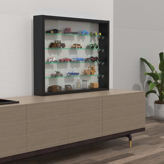 Vitrine stehend Hängevitrine - Glasböden 50 cm breit x 4,5 tief - Schiebetüren