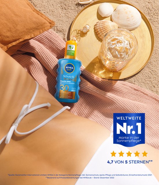 NIVEA SUN Protect & Bronze Sonnenschutzspray - SPF 30 - Sonnenspray - Wasserfest - Bräunungsfördernd - 200 ml