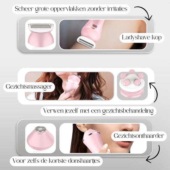 Sansbeauté® 7 in 1 Ladyshave für Frauen - Gesicht - Achseln - Beine - Epilierer - Trimmer für Frauen & Damen - Bikini-Trimmer Damen - Rasierer Frau