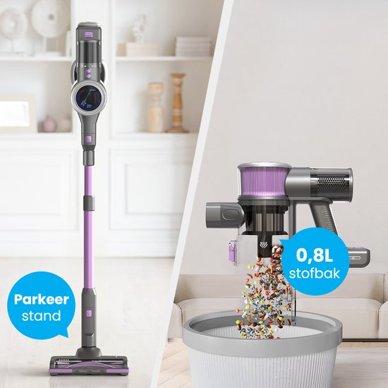 Auronic Stick Staubsauger - Kabellos - Standstaubsauger - Ohne Beutel - 350W - Staubsauger - Grau/Lila