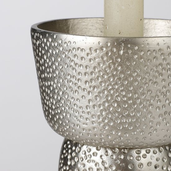 Casa Vivante Dakar Kerzenleuchter - H22 x Ø11 cm - Aluminium - Antik Silber