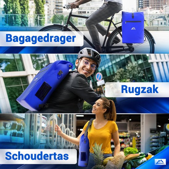 Nextcover 3in1 Fahrradtasche Single für Gepäckträger [PVC frei] | Wasserdichte Fahrradtasche, Rucksack und Umhängetasche 25L | Ideal für Laptop und Wocheneinkauf | Fahrradtasche Single | Fahrradtaschen