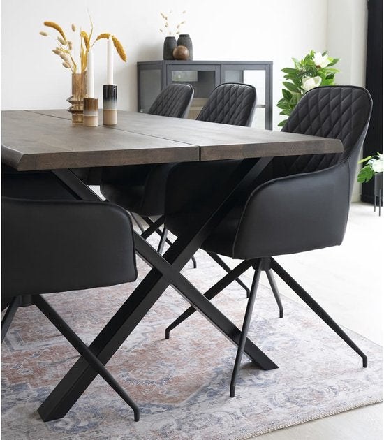 House Nordic Harbo Esszimmerstuhl Vegan Leder Schwarz - Set von 2