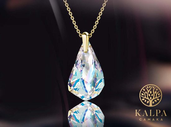 Yolora Damenhalskette mit Kalpa Camaka Kristallanhänger - Farbe Gold - 18K Gelbgold vergoldet - Damenhalskette Gold - Schmuck - Halskette - Luxuriöse Geschenkbox - Geschenkbox - Exklusive Geschenkbox - Schöne Geschenkverpackung
