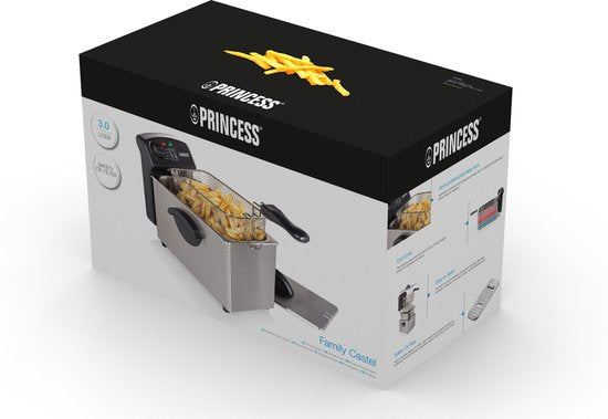 Friteuse 3 Liter - Princess 182626 Family Castel Friteuse 3 Liter - Kaltzone - Fassungsvermögen 3 Liter - Friteuse Princess - 2000W
