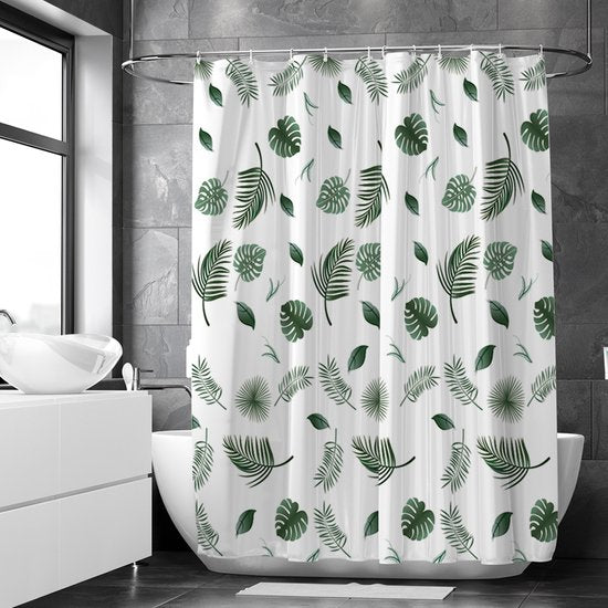 Loti Living Duschvorhang Anti-Schimmel - Blätter - inklusive Ringe - wasserdicht - Polyester - Duschvorhang 180x200 cm
