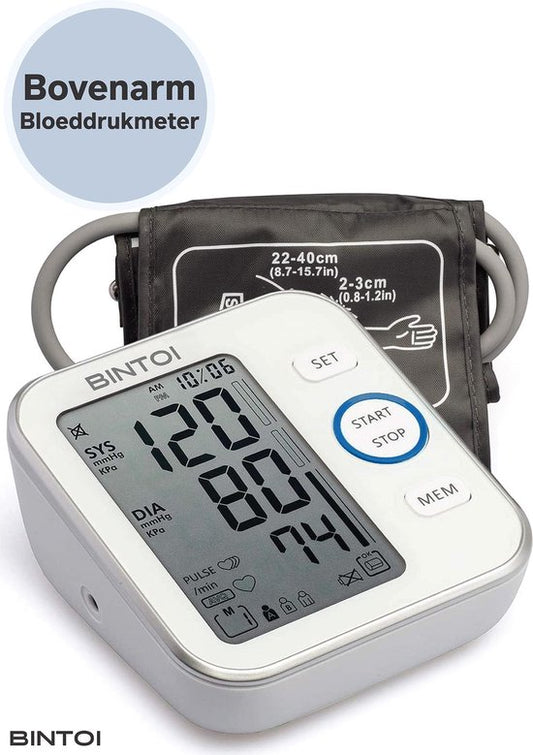 Bintoi® BX200 - Oberarm-Blutdruckmessgerät - Herzfrequenzmessgerät - Inkl. Aufbewahrungstasche und Batterien - 2 Benutzer