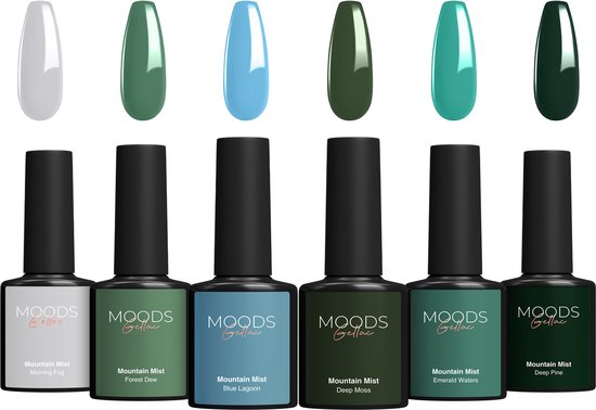 Moods Gellac 6-teiliges Set - Gel-Nagellack Starter Pack - Gel-Nagellack - 8ML - Mountain Mist - Gellac - Nägel - Chic Colours