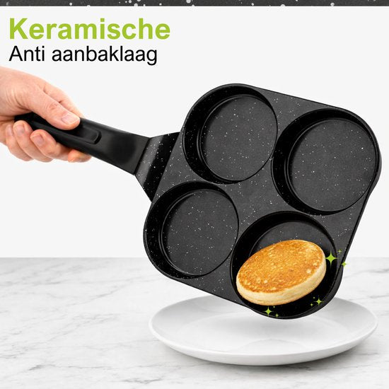 CeraFusion Pfannkuchenpfanne mit 4 Fächern Ø8 cm - Induktion - PFAS-frei - Eierpfanne - Keramikbeschichtung - Für Induktion geeignet