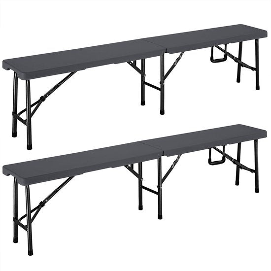 Casaria 2er Set Bierbänke - klappbar 8 Personen 183cm- Anthrazit