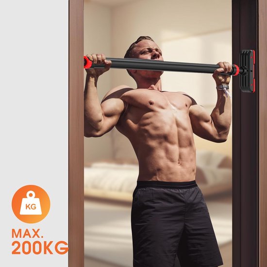 DH FitLife Klimmzugstange für die Tür - schraubenlose Klimmzugstange 72-92 cm - Inklusive Wasserwaage für Krafttraining und Rack Bar Installation