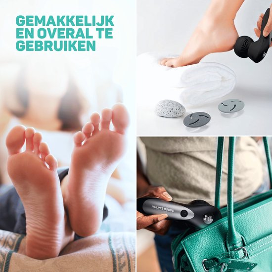 Vulpes Goods® BeautyCare - Elektrischer Hornhautentferner PRO - Inkl. 6 Hornhautscheiben - Hornhautentferner elektrisch - Professionelles Hornhautentferner-Set, 10-teiliges Pediküre-Set und Reisetasche - Fußfeile - Usb aufladbar - IPX7 wasserdicht