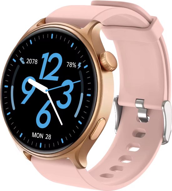Maoo GTR Serie 2 Smartwatch Damen - Edelstahl und TPU Armband - Schrittzähler - Herzfrequenzmesser - Schlafüberwachung - Multisport - Geeignet für Android und iOS - Pink