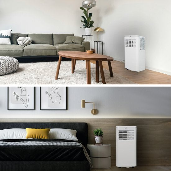 BRASQ 3-in-1 Mobiles Klimagerät – 9000 BTU – Inkl. Fensterdichtungsset & Fernbedienung – Für Räume bis 16 m² – Weiß