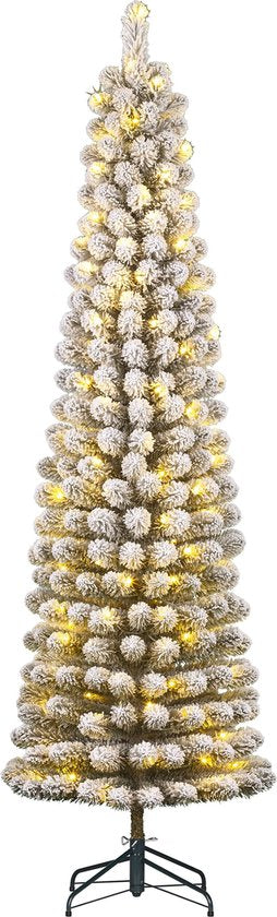 Black Box Trees Charlton Schmaler Künstlicher Weihnachtsbaum mit warmweißen LED-Lichtern - H215 x Ø56 cm - Grün mattiert