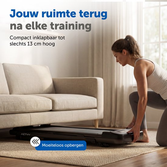 ACTYV Laufband Zusammenklappbar 1-12km/h mit 6% Steigung Funktion - Inklusive Schmieröl, Schutzmatte - Laufband - Walking Band - Walking Pad - Für Zuhause - Elektrisch - Zusammenklappbar V3