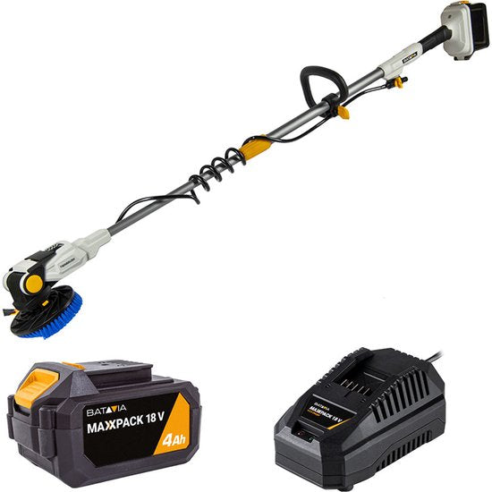 Batavia 18V Twin Brush Teleskop-Reinigungsbürste - Wasserdicht - Für Dächer, Solarpanels und Pools - Ohne Akku und Ladegerät