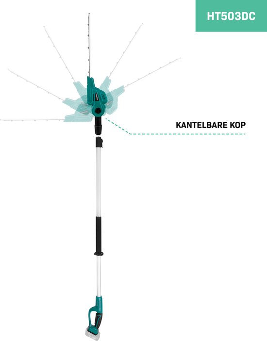 VONROC - Teleskop-Accu-Heckenschere 20V - Kippbares Messer - Stufenlos einstellbar von 200 bis 260 cm - Ohne Akku & Ladegerät