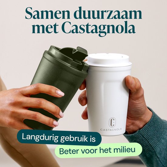 Castagnola Thermosbecher - Kaffeebecher To Go - Reisebecher für Kaffee und Tee - Teebecher - 380 ML - Edelstahl - Grün