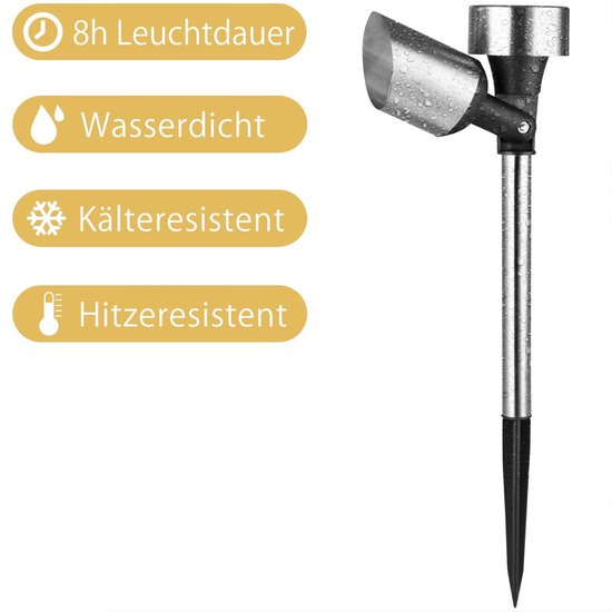 Monzana 6er Set LED Solar - Gartenleuchte - Edelstahl