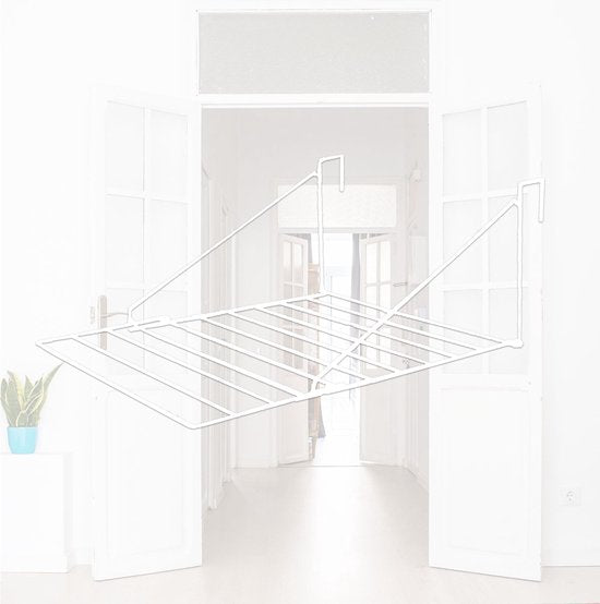 BRASQ Wäscheständer hängend weiß - 5 Meter - Wäscheständer für Tür und Balkon - Faltbarer Wäscheständer - Wandtrockengestell - Hängendes Trockengestell - 53x71x27 cm