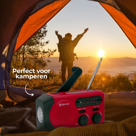 Denver Notfall-Radio - Solar-Powerbank - FM-Radio - Notfall-Kit - Taschenlampe - Wind-up - SOS-Taste - Solar-Powerbank - SCR2010