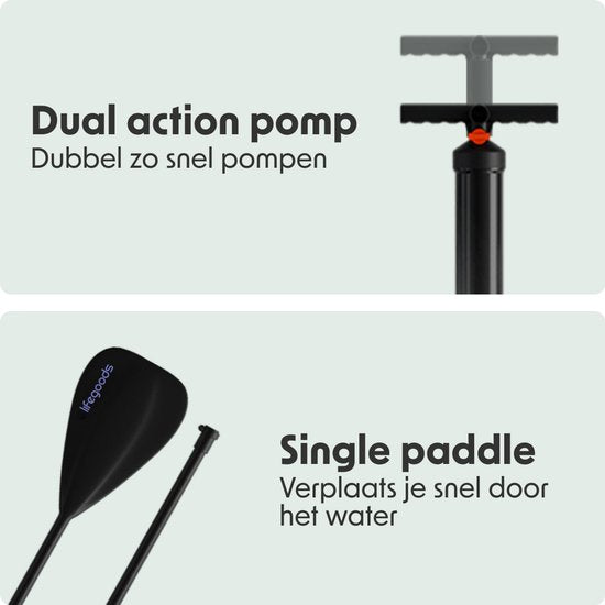 LifeGoods SUP Board All-round Compact - mit Sitz - 100 KG Tragfähigkeit - 300 x 76 cm - Aufblasbar - Komplettes SUP Paket - Lila