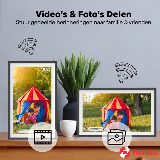 Denver Digitaler Fotorahmen 10,1-Zoll - Umgebungs-LED - HD - Frameo App - Fotorahmen - Digitaler Kalender - WiFi - IPS-Touchscreen - 16GB - PFF1081