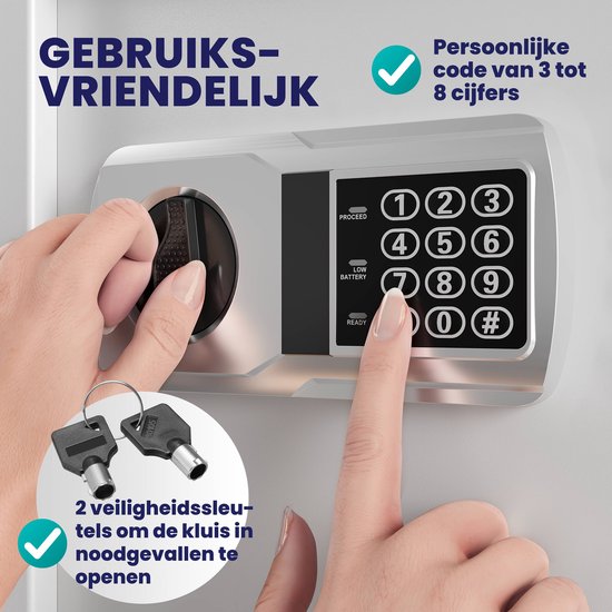 Deuba Safe - Elektronischer Doppelfüller Led 35x40x40cm 56l - Silber