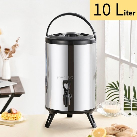 Ceruzo Thermos-Getränkespender - 10 Liter - Edelstahl - Isolierter Spender mit Zapfhahn