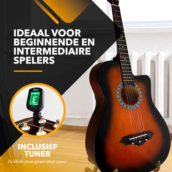 Finesse Western Akustikgitarre - Mit Videokurs - Für Kind & Erwachsener - Sunburst