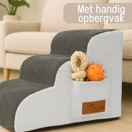 By Cee Cee Hundeschritte für Hunde - Hundeschritte Stabil - Hundeschritt - 3 Stufen - 40x57x40cm - Grau - Odi