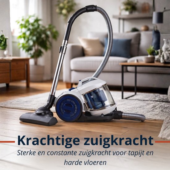Dirt Devil Staubsauger ohne Beutel DD2503 – Staubsauger 800 W mit HEPA-12-Filter – Zyklonstaubsauger mit Kombibürste, Fugendüse und Möbelaufsatz – Staubbehälter 2,2 l – Weiß/Blau