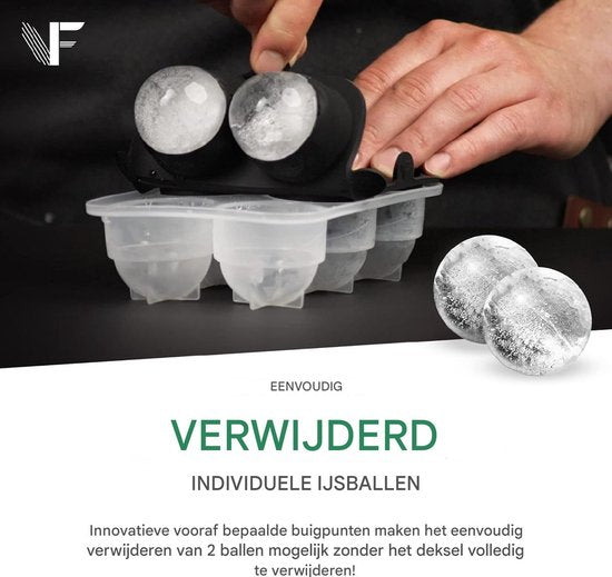 Neighbour's Friend Eiskugelform - 2er Pack - Rund - Platinsilikon - Für Cocktails, Whisky & Longdrinks - 12x Eiswürfel - Spülmaschinengeeignet - XXL Eiswürfel