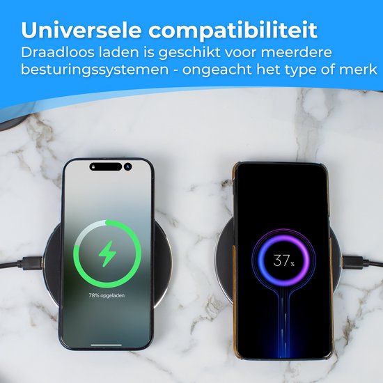 Nuvance Wireless Charger 10W - Inklusive Kabel - Wireless Charger - Schnellladegerät - Geeignet für alle drahtlos aufladbaren Smartphones